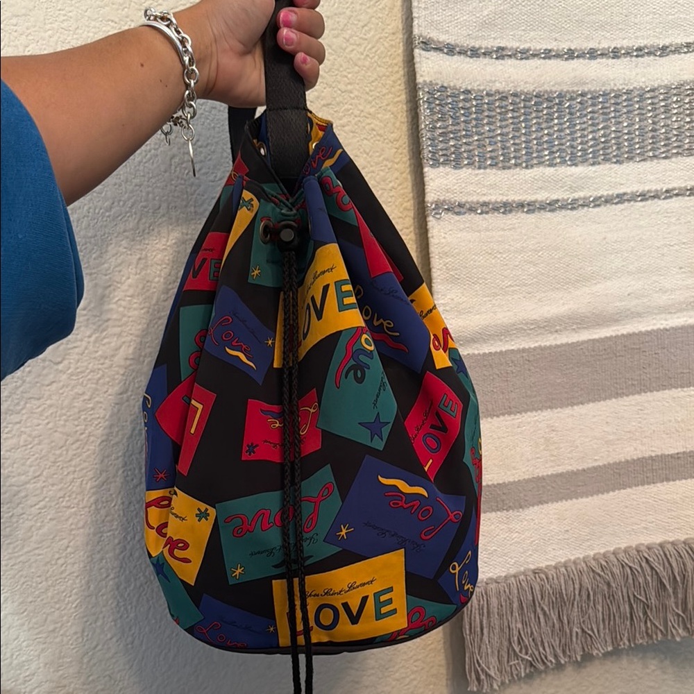 Vintage Yves Saint Laurent YSL “LOVE” Cinch Backpack